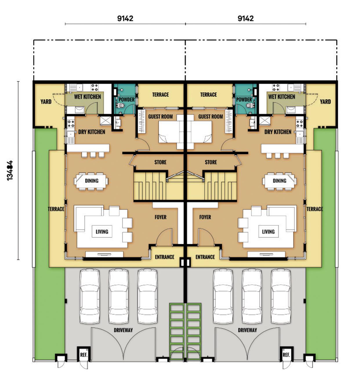 3 Storey - Semi-Detached - Type A - Ground Floor