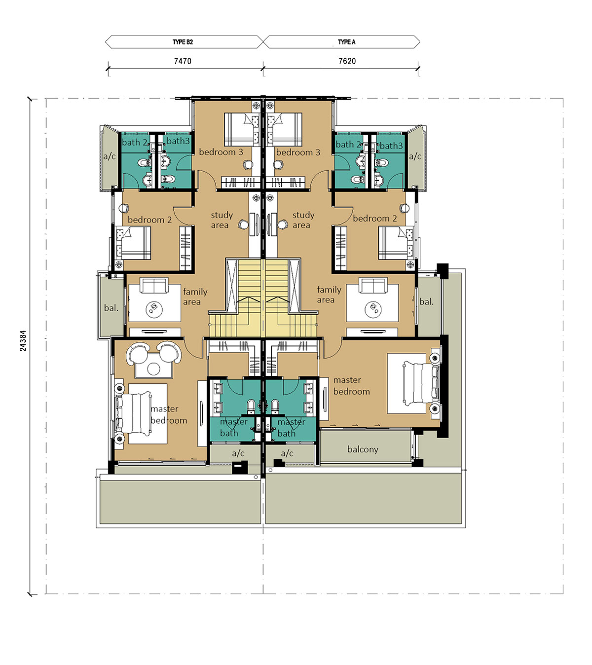2 Storey - Cluster - Type B2 & A - First Floor